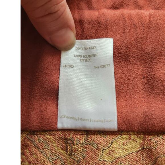 2 JCPenney Chris Madden Faux Suede Paisley Fringe Gold Bronze Valances 87"x18.5" - Picture 9 of 10